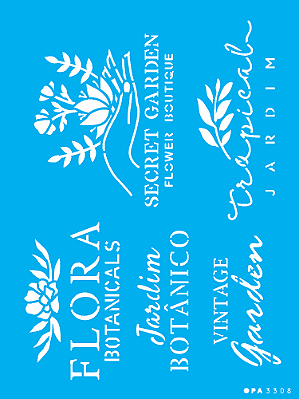 MOLDE VAZADO/ESTENCIL 15X20CM FRASES P/JARDIM II