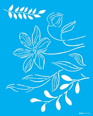 MOLDE VAZADO/ESTENCIL 20X25CM FLOR E FOLHAS