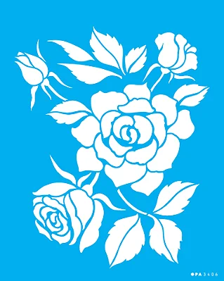 MOLDE VAZADO/ESTENCIL 20X25CM FLOR ROSAS II