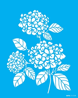 MOLDE VAZADO/ESTENCIL 20X25CM FLORES HORTENSIAS