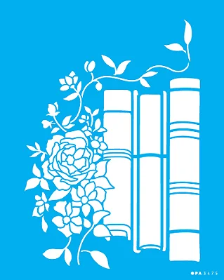 MOLDE VAZADO/ESTENCIL 20X25CM LIVROS E FLORES