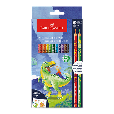 Lápis de Cor Faber-Castell Dinossauro 12+2 un