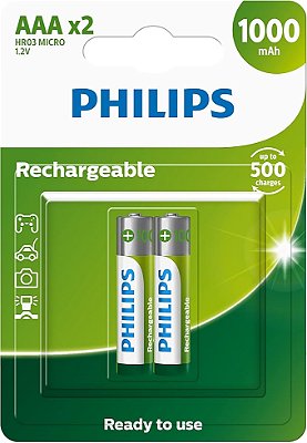 Pilha Recarregável AAA 250mAh Philips com 2 unidades