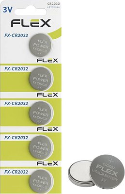 Pilha Bateria Botão CR2032 3V Flex Unidade