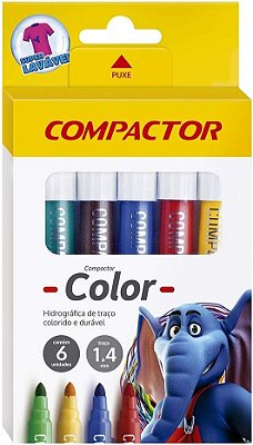 CANETA HIDROCOR JUMBO COMPACTOR COLOR 6 UNIDADES