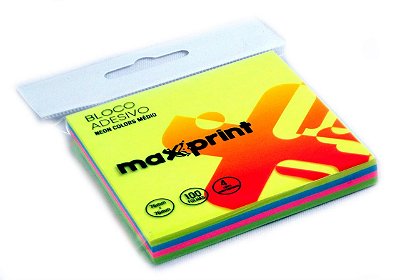 Bloco Adesivo Neon Médio 4 Cores Maxprint