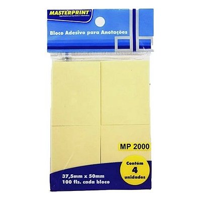 Bloco Adesivo 38x50mm 4 unidades Amarelo