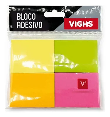 Bloco Adesivo Colorido 38x51 mm 4 Cores