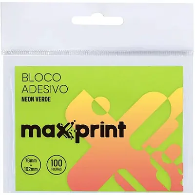 Bloco Adesivo Verde Neon 76x102mm 100 Folhas