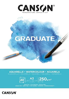 Bloco Canson Graduate Aquarela A3 20 Folhas 250g