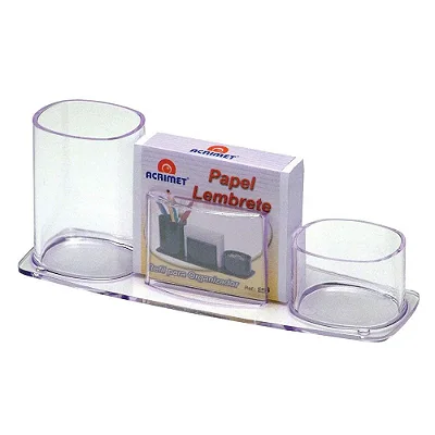 Porta Lápis Clips Lembrete Cristal 3 em 1 Acrimet