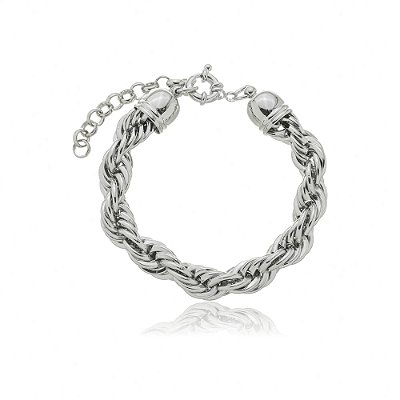 Pulseira de corrente banho em ródio branco