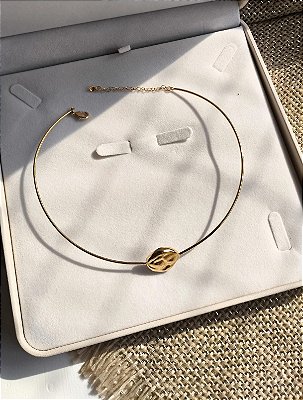 Colar de aro dourado banho em ouro 18k