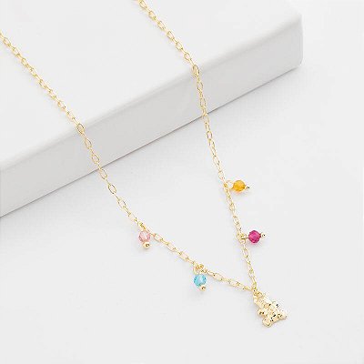 Colar urso infantil banho ouro 18k