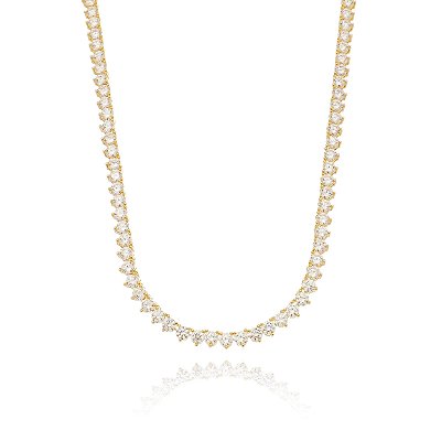 Colar riviera com zirconia banho ouro 18k 3 pontas