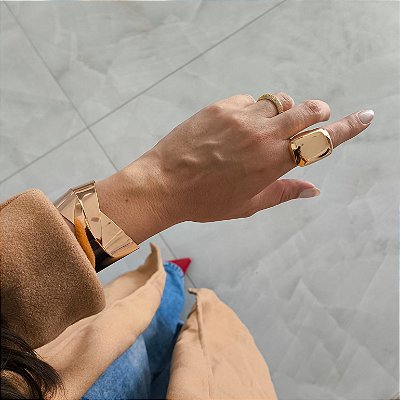 Anel liso banho ouro 18k