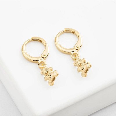 Brinco urso banho ouro 18k
