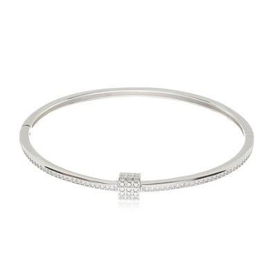Bracelete cravejado banho rodio branco