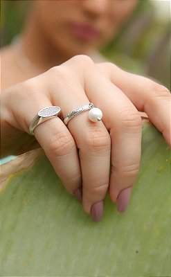 Anel dedinho banho rodio branco