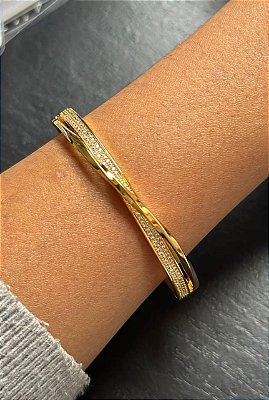 Bracelete cravejado banho ouro 18k