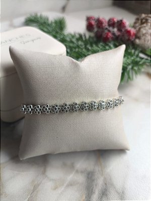 Pulseira cravejada banho rodio branco