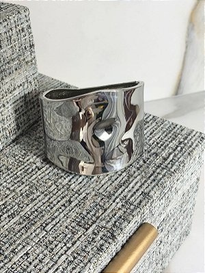 Maxi bracelete banho rodio branco