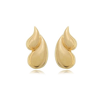Brinco de gota dourado banho em ouro 18k