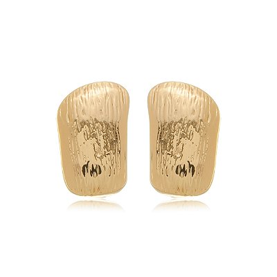 Brinco liso dourado banho em ouro 18k