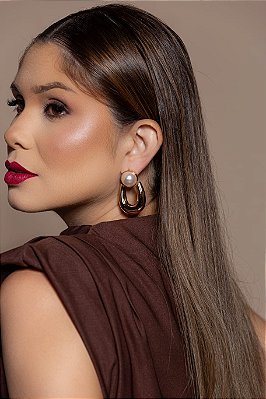 Brinco de perola banhado a ouro 18k
