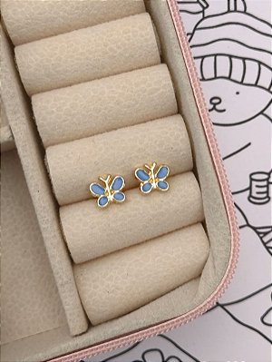 Brinco borboleta infantil banho ouro 18k