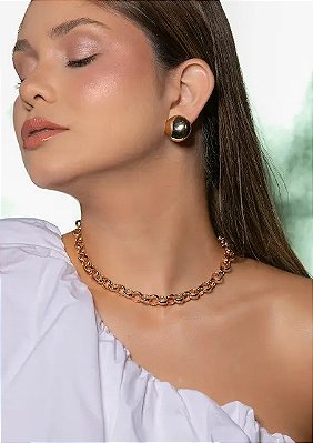 Colar de corrente liso banho ouro 18k