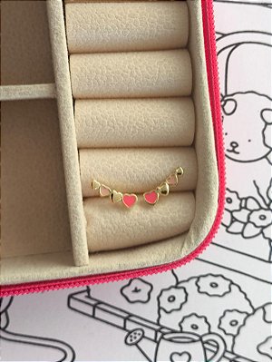 Brinco coração infantil banho ouro 18k