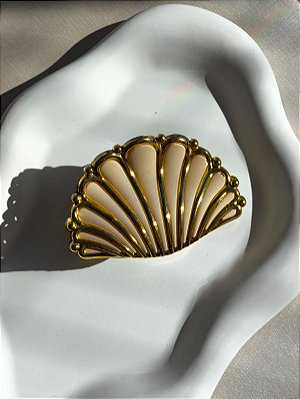 Presilha para cabelo concha bege