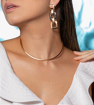 Colar aro acetinado banho ouro 18k