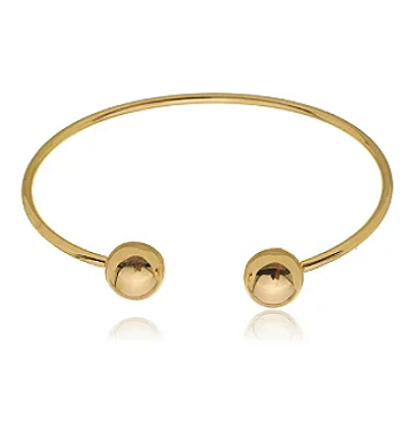 Bracelete liso esfera banho ouro 18k