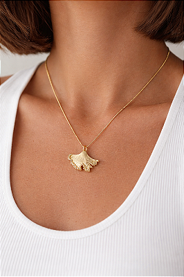 Colar coral cravejado zirconia banho ouro 18k