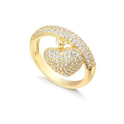 Anel cravejado zirconia banho ouro 18k