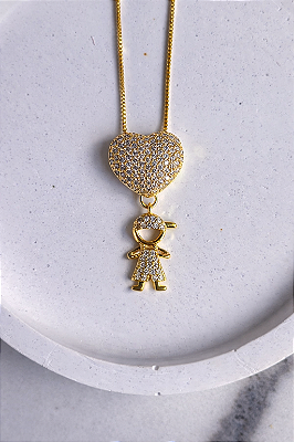Colar filho cravejado com zirconias banhado a ouro 18k