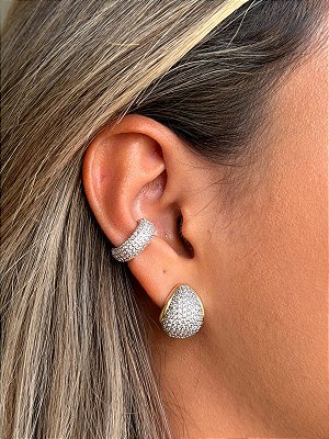 Brinco gota cravejado com zirconias
