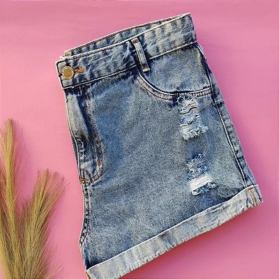 Short Mom Jeans Cintura Alta