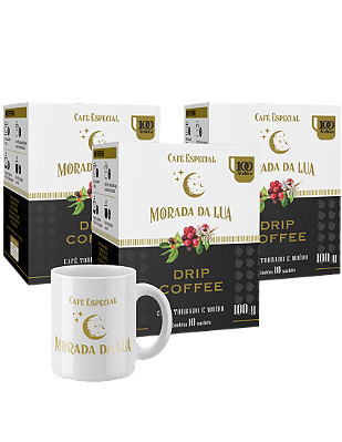 Kit Drip Coffee - 3 caixas de 10 Sachês (30 sachês) + Xícara - Morada da Lua