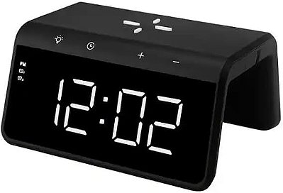CARREGADOR POR INDUCAO COM RELOGIO DIGITAL BRANCO PEINING  PEI-WS09