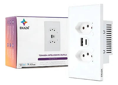 TOMADA DUPLA SOFT TOUCH VENUS 10A + USB BRANCO WIFI-T417-WB