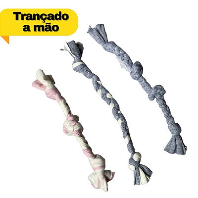 Kit c/3 Mordedor Pet Trançado Mordedor de Malha para Cães