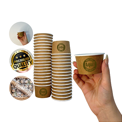 Pote Papel 80ml Personalizado Descartável Biodegradável 100un