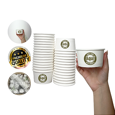 Pote Papel 220ml Descartável Biodegradável Personalizado 120un