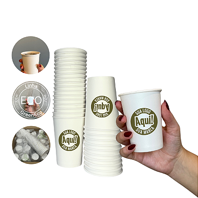Copo Papel Descartável Água | Suco 200ml Personalizado 100un