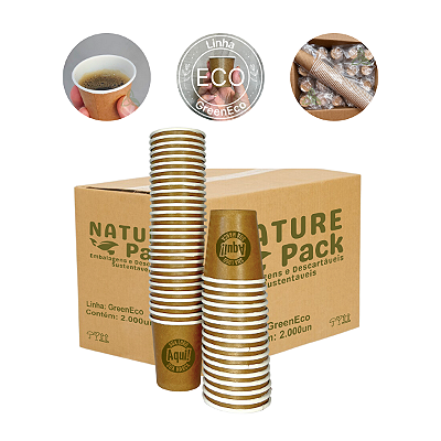 Caixa Copo Papel Descartavel Personalizado 90ml 100ml Kraft/Marrom 1000un