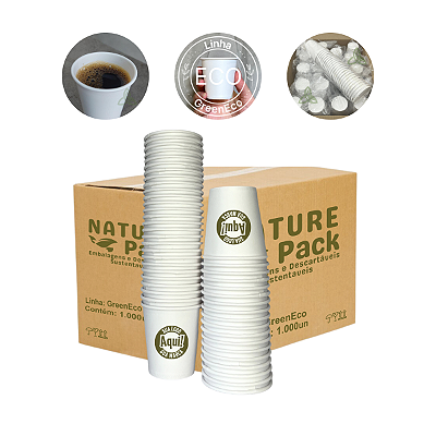 Caixa Copo Papel Descartável Personalizado 90ml 100ml Branco 1000un
