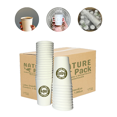 Caixa Copo Papel Branco 200ml Água Personalizado 1000un